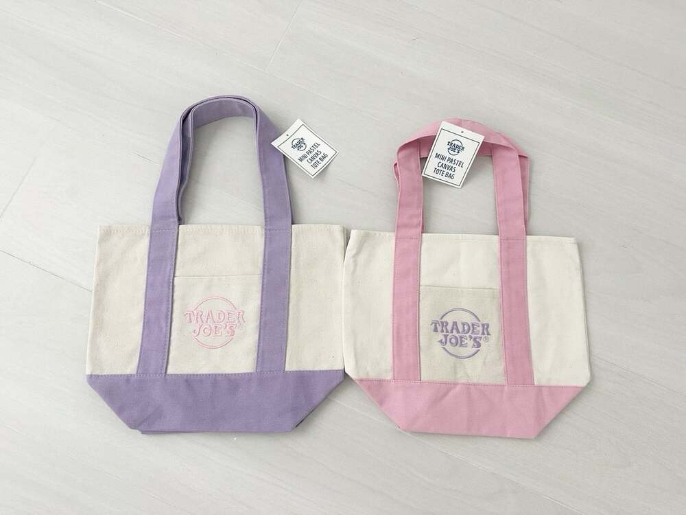 NWT Trader Joe's Mini Tote Bag Set of 2 - Lavender/Purple & Pink